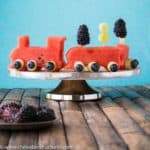 watermelon and fruit shaped like a train.
